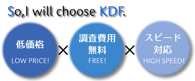 こちらデータ復旧部の3つの特長 1.低価格 2.調査費用無料 3.スピート対応